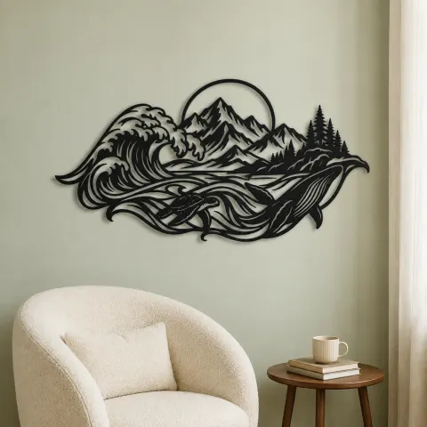 Vue alternative de Ocean Mountain Fusion Metal Wall Art | Coastal and Nautical Wall Decor
