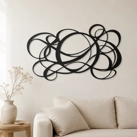 Asymmetric Circle Dance Metal Wall Art | Modern Abstract Metal Decor