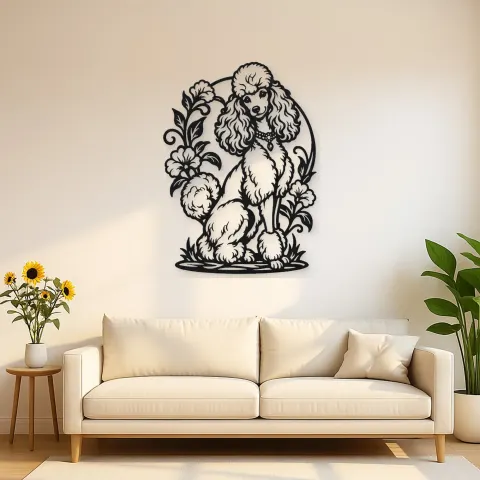 Poodle Elegant Pose Metal Wall Art | Pet Lover Silhouette Decor