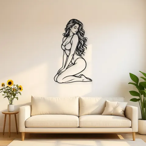 Kneeling Side Pose Metal Wall Art | Movement Silhouette Decor