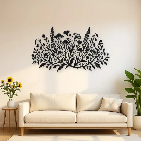 Wildflower Meadow Metal Wall Art | Botanical Metal Wall Decor