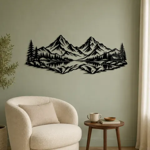 Vue alternative de Twin Peaks Reflection Metal Wall Art | Modern Abstract Metal Decor