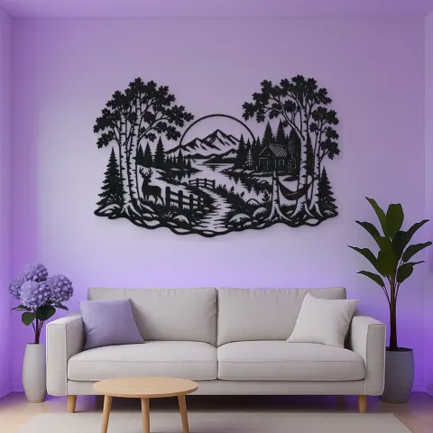 Vue alternative de Birch Tree Path Metal Wall Art | Botanical Metal Wall Decor