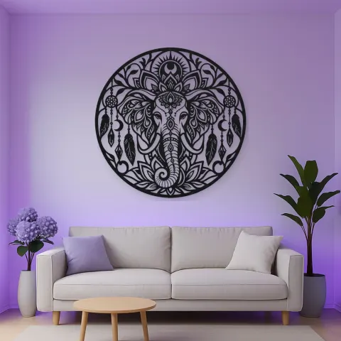 Spiritual Elephant Metal Wall Art | Wildlife Silhouette Decor alternative Ansicht