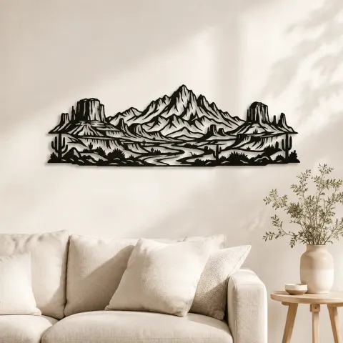 Desert Mesa Range Metal Wall Art | Nature Silhouette Decor