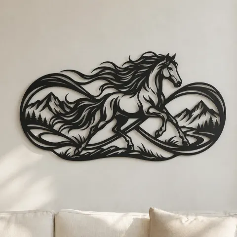 Infinite Horse Line Metal Wall Art | Equestrian Wall Decor