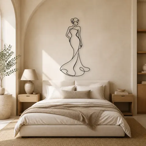 Vue alternative de Décoration murale en métal One Line Feminine Curve | Décor mural féminin