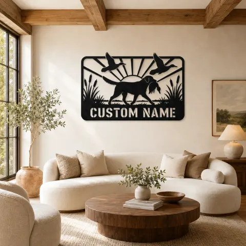 Décoration murale en métal personnalisée Retriever Chasse au canard