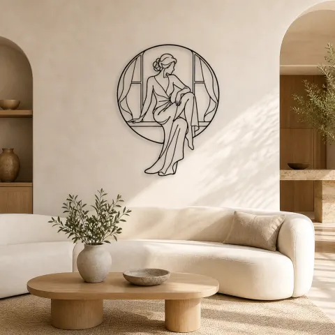 Décoration murale en métal "Style de Fenêtre Assise" | Décor de Figure de Mode