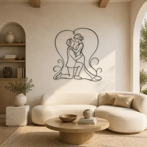 Décoration murale en métal Couple à Genoux | Décor Romantique
