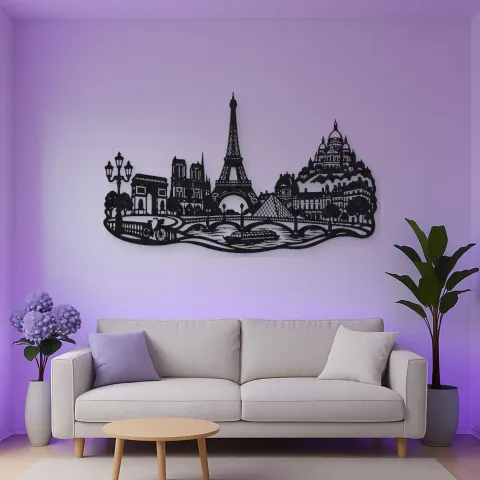 Paris Skyline Flow Metal Wall Art | Travel and City Wall Decor alternative Ansicht