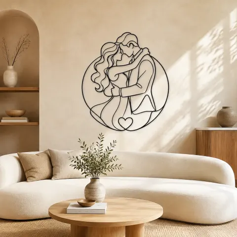 Décoration murale en métal Couple de Promesse | Décor Romantique pour Couple