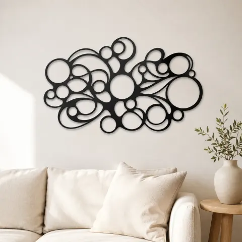 Connected Bubble Field Metal Wall Art | Modern Abstract Metal Decor