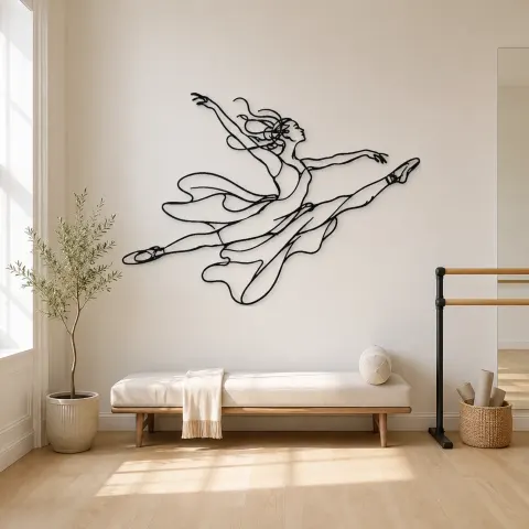 Ballett Grand Jete Metall-Wandkunst | Silhouette Tanz Wanddekoration