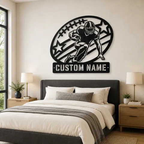 Vue alternative de Décoration murale en métal personnalisée avec coureur de football et étoiles et rayures