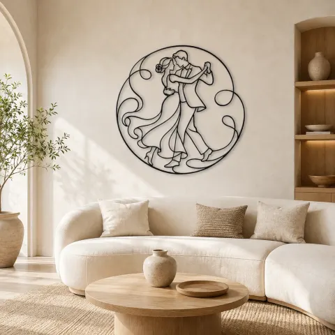 Décoration murale en métal Couple Tournant Doucement | Décor Romantique