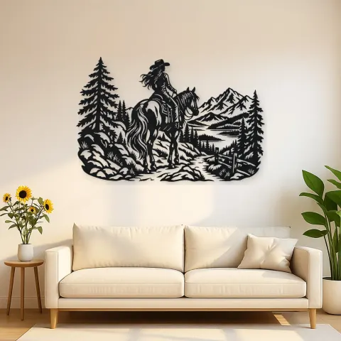 Rider on Trail Metal Wall Art | Equestrian Wall Decor