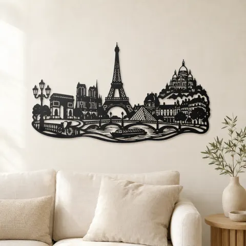 Paris Skyline Flow Metal Wall Art | Travel and City Wall Decor
