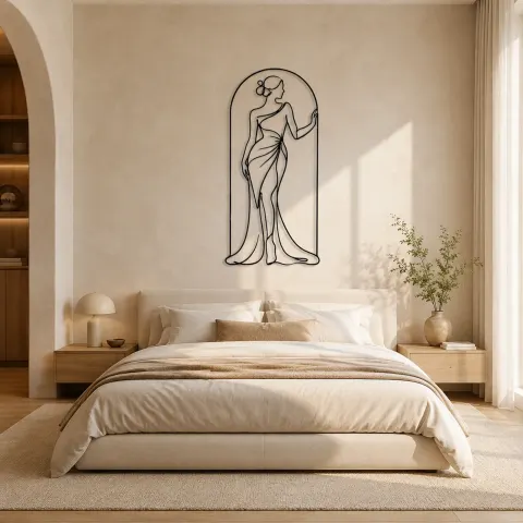 Vue alternative de Décoration murale en métal "Femme en arc de mode" | Décor mural figure de mode