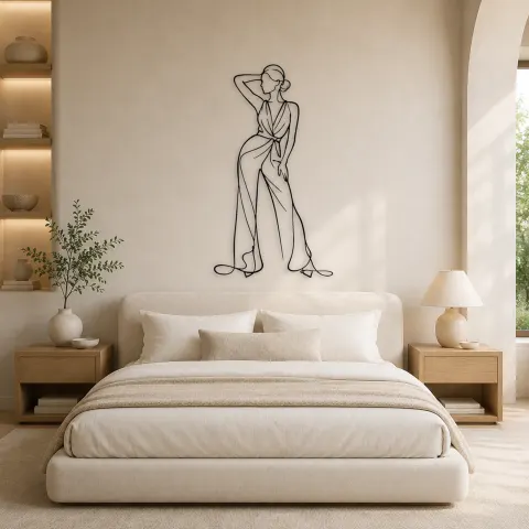 Vue alternative de Décoration murale en métal "Pose d'une combinaison élégante" | Décor mural figure de mode