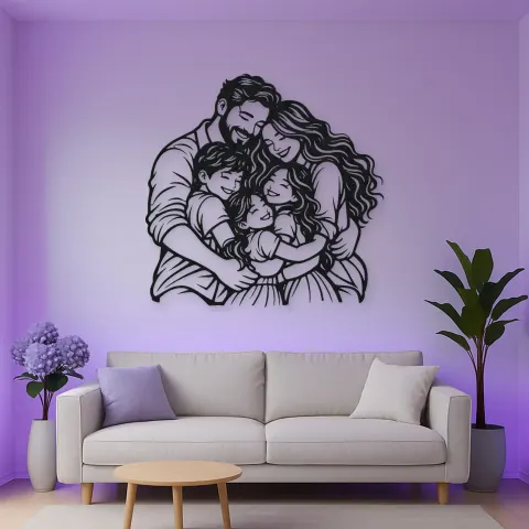 Vista alternativa de Family Group Hug Metal Wall Art | Family Silhouette Decor