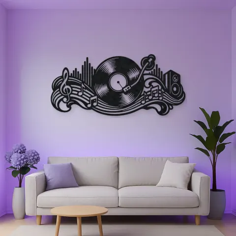Vue alternative de Vinyl Record Wave Metal Wall Art | Music Room Wall Decor