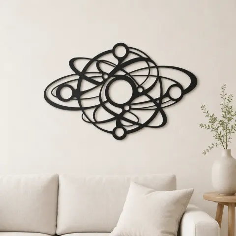 Orbiting Circle Harmony Metal Wall Art | Modern Abstract Metal Decor