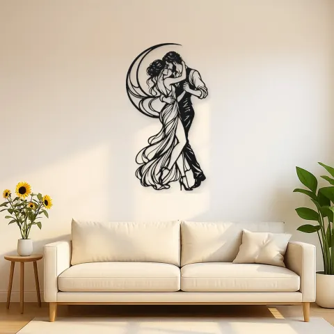 Moonlit Slow Dance Metal Wall Art | Movement Silhouette Decor