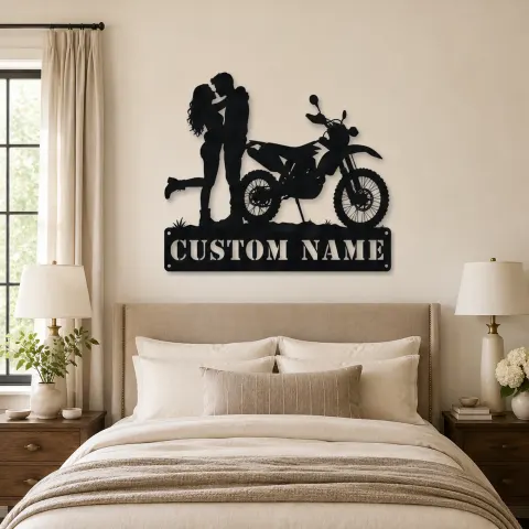 Vue alternative de Décoration murale en métal personnalisée Couple Moto Dual Sport
