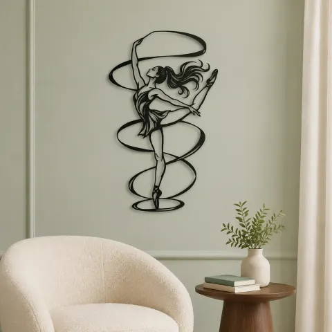 Vue alternative de Ribbon Dancer Metal Wall Art | Movement Silhouette Decor