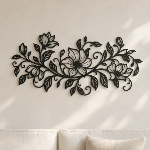 Endless Floral Vine Metal Wall Art | Botanical Metal Wall Decor