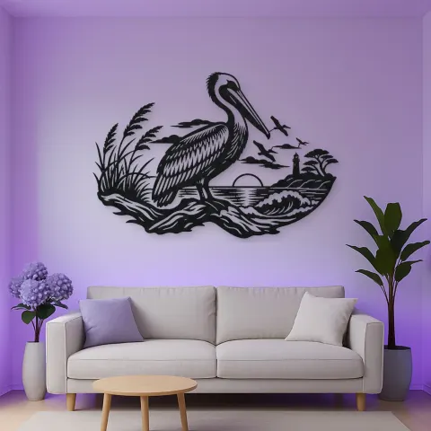 Pelican Coastline Metal Wall Art | Coastal and Nautical Wall Decor alternative Ansicht