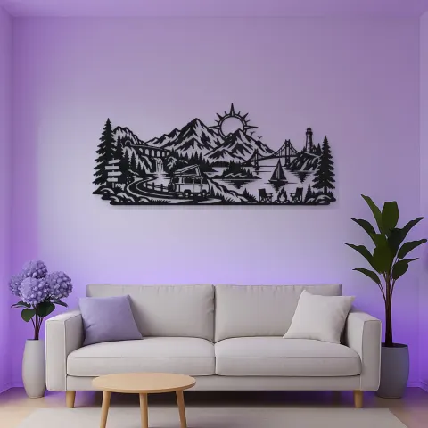 Vista alternativa de Mountain Camper Journey Metal Wall Art | Travel and City Wall Decor