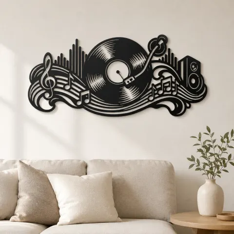 Vinyl Record Wave Metal Wall Art | Music Room Wall Decor