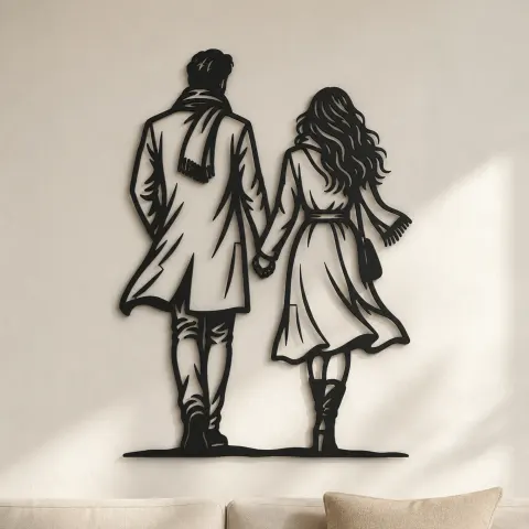 Evening Stroll Couple Metal Wall Art | Romantic Couple Decor