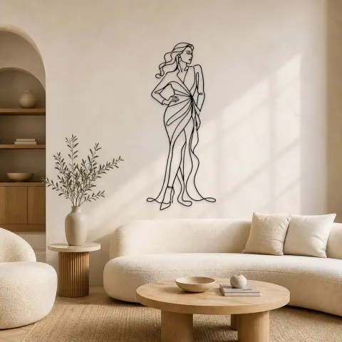 Décoration murale en métal Pose Robe Enveloppante | Décor mural Figure de Mode