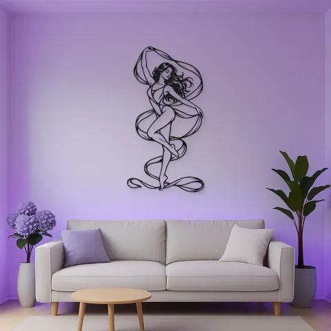 Silk Ribbon Pose Metal Wall Art | Movement Silhouette Decor alternative Ansicht