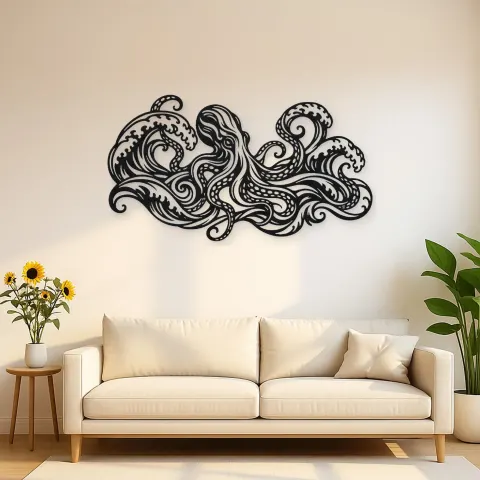 Octopus Flow Metal Wall Art | Coastal and Nautical Wall Decor