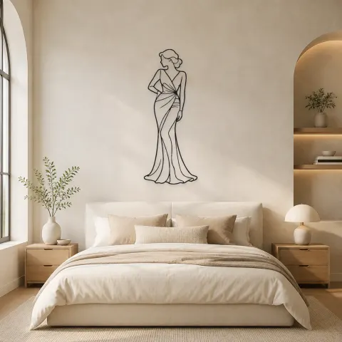 Vue alternative de Décoration murale en métal Long Dress Contrapposto | Décor mural pour les figures de mode