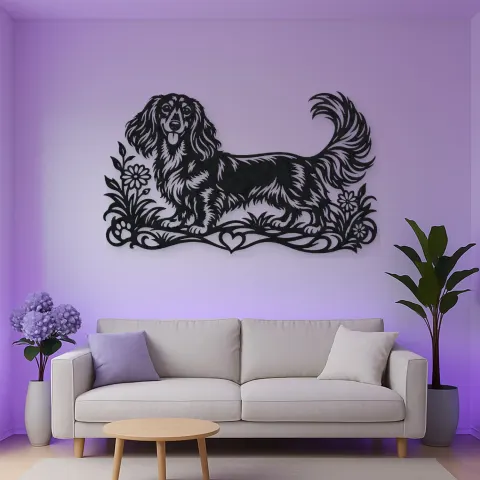 Vue alternative de Dachshund Long Line Metal Wall Art | Pet Lover Silhouette Decor