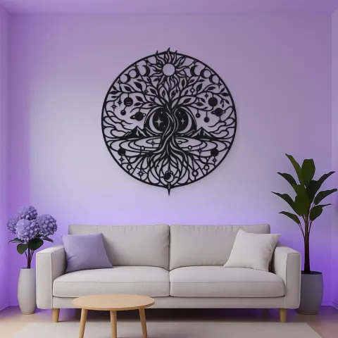 Vue alternative de Constellation Tree Metal Wall Art | Botanical Metal Wall Decor