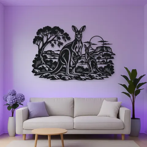 Kangaroo Outback Metal Wall Art | Wildlife Silhouette Decor alternative Ansicht