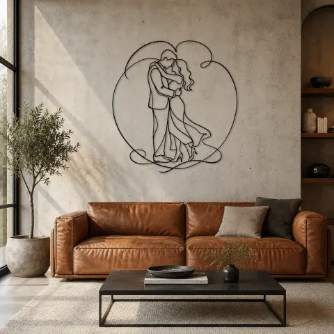 Vue alternative de Décoration murale en métal Étreinte d'Anniversaire | Décor Romantique pour Couple