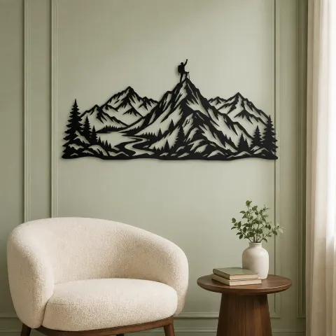 Vue alternative de Climber Summit Moment Metal Wall Art | Nature Silhouette Decor