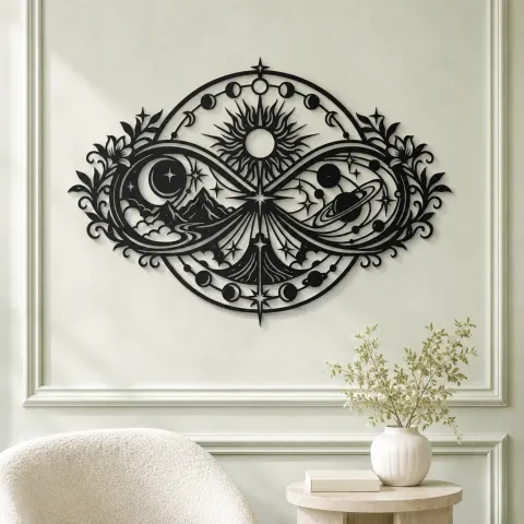 Vue alternative de Infinite Celestial Loop Metal Wall Art | Celestial Boho Wall Decor