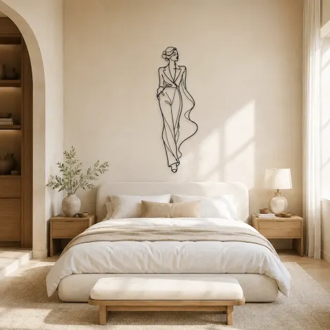 Vue alternative de Décoration murale en métal Minimaliste Runway Line | Décor mural figure de mode