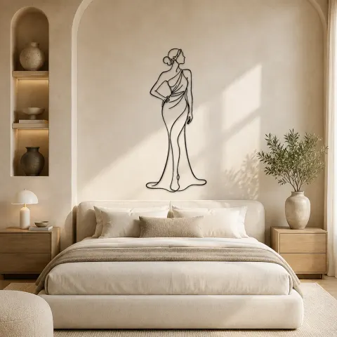 Vue alternative de Décoration murale en métal Ligne Féminine Intemporelle | Décor mural figure de mode