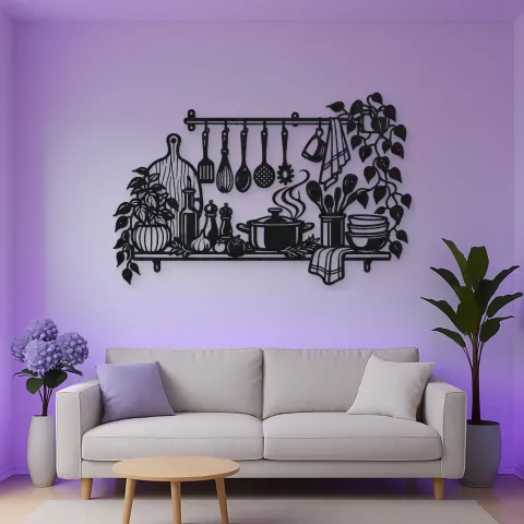 Vue alternative de Chef Utensil Flow Metal Wall Art | Cozy Home Metal Decor