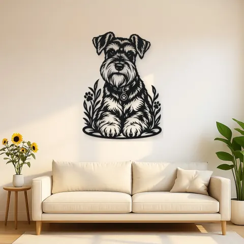 Schnauzer Portrait Metal Wall Art | Pet Lover Silhouette Decor