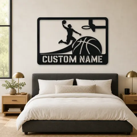 Vue alternative de Décoration murale en métal personnalisée Dunk de basketball